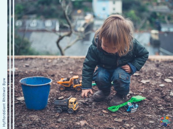 Child plays outside