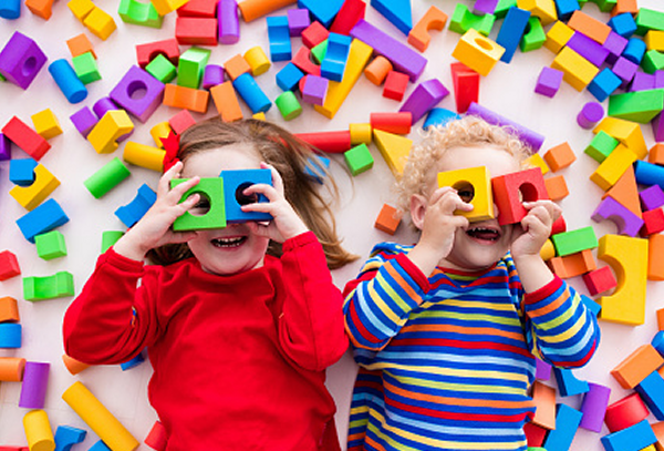 Children with blocks