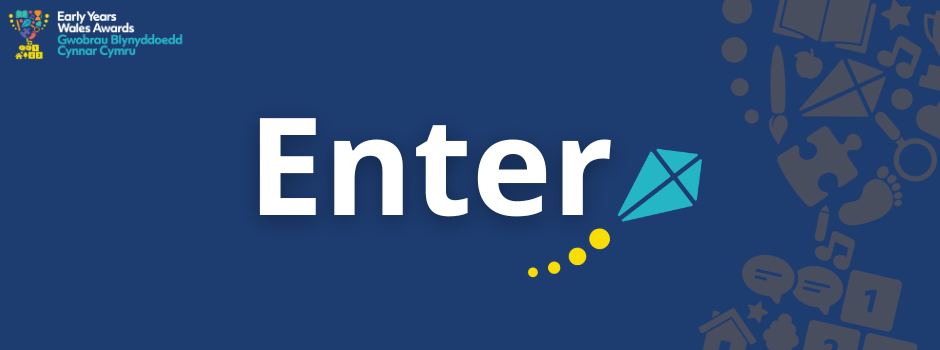 Enter in white text on a navy background