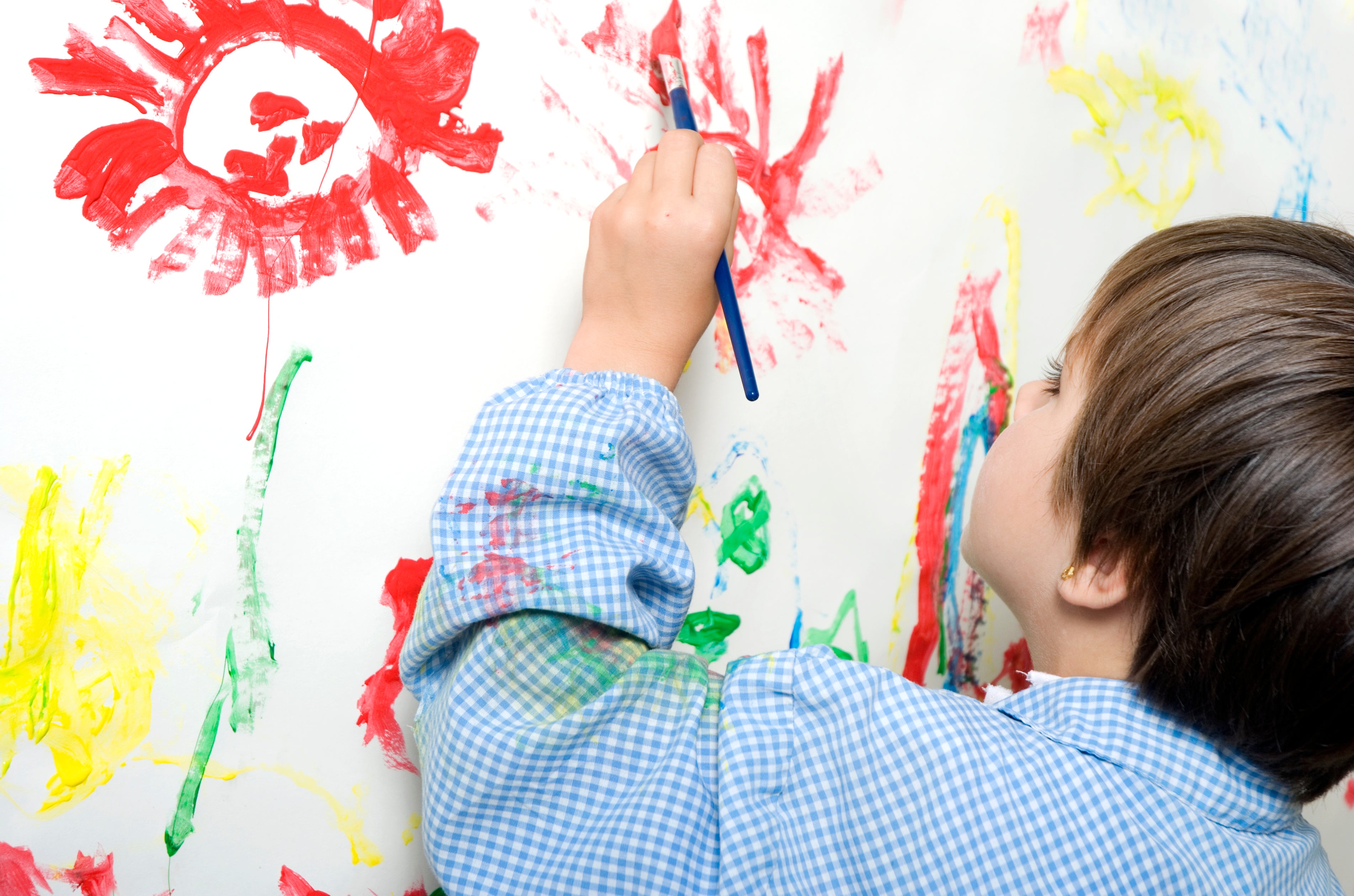 Left handed child painting