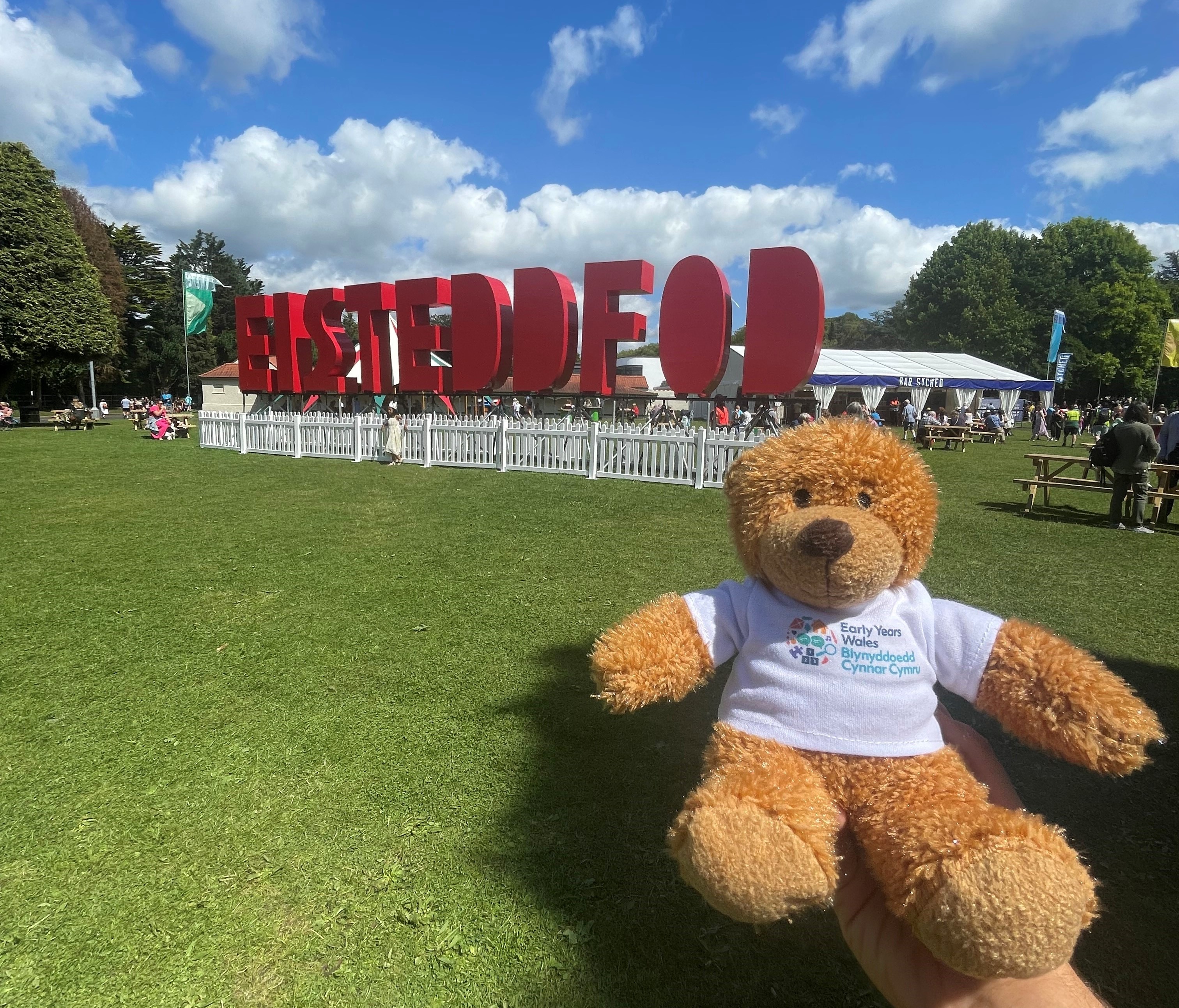 Image is of Early Years Wales teddy at the Eisteddfod 