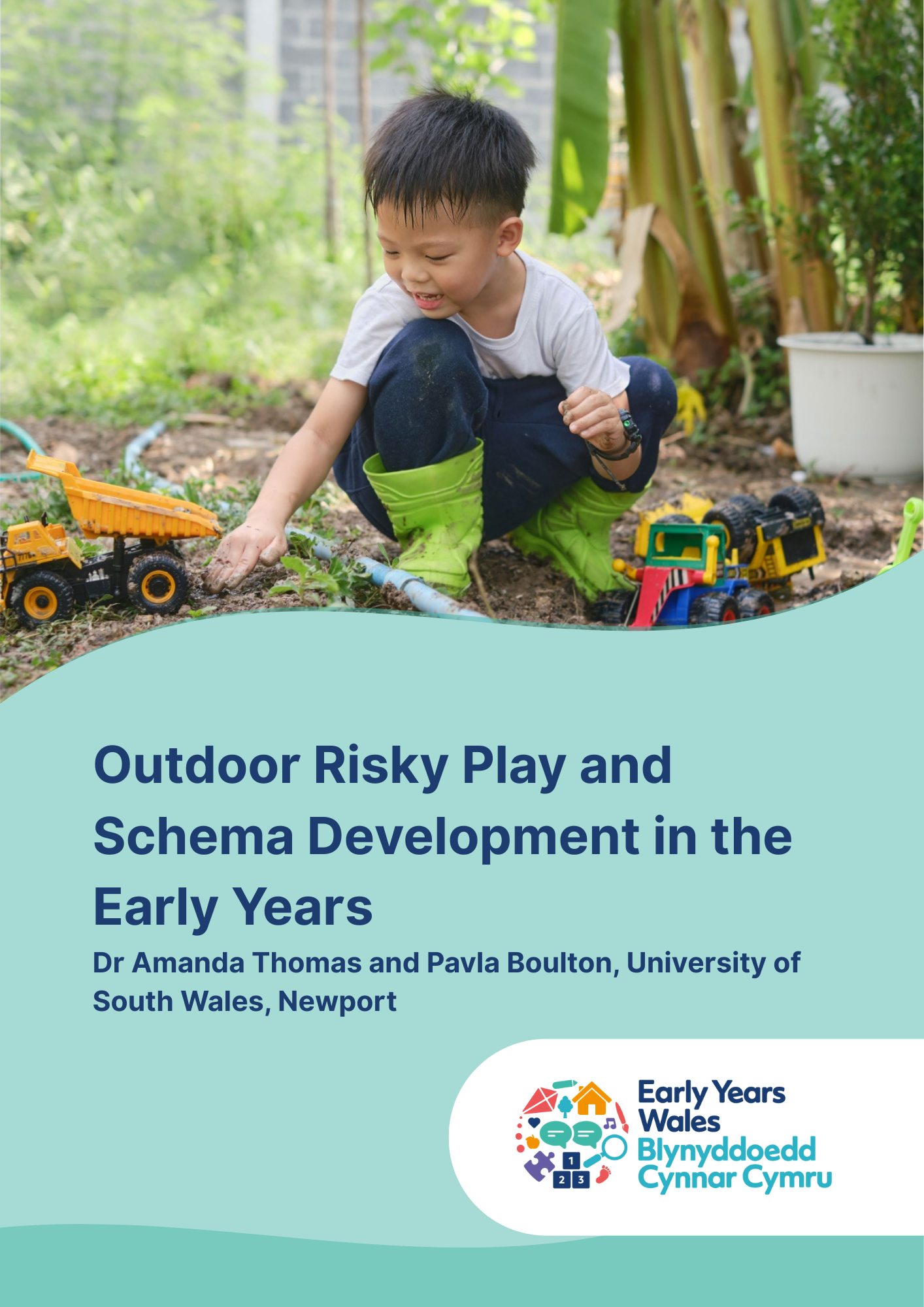 front cover of outdoor risky play and schema developemnt publication
