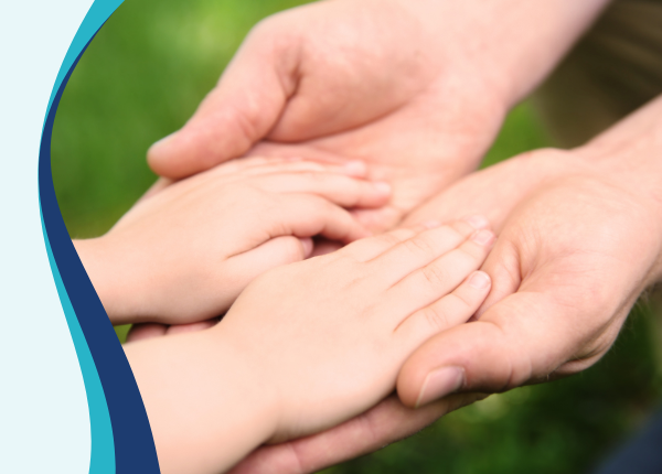 Picture show 2 hands, a child hands in the hands of an adult