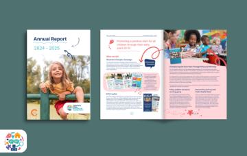 Early Years Wales; Empowering Wales' early years sector in a time of challenge and change The image shows the front cover of Early Years Wales' Annual Report 2024/25