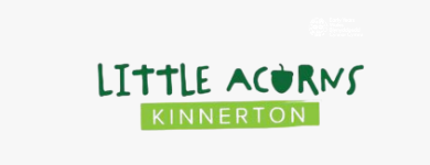 Kinnerton Little Acorns logo, green with an acorn replacing the o