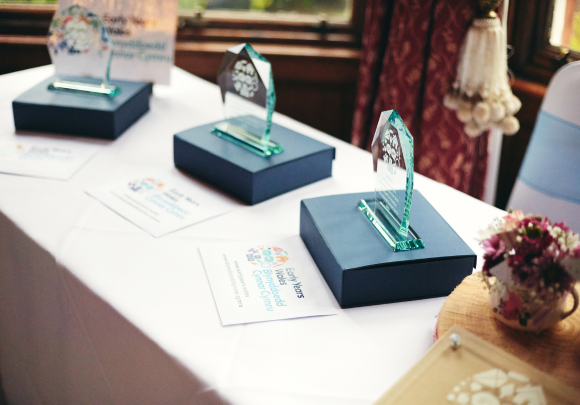 Awards on a table